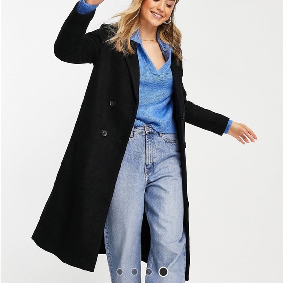 ASOS / MONKI BLACK BOUCLE DOUBLE BREASTED COAT - Picture 2 of 10